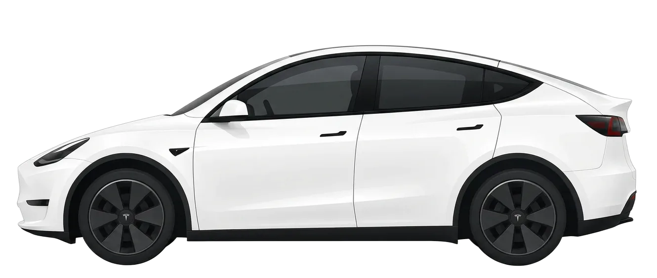 Witte Tesla Model Y van Taxi Drechterland, klaar voor de rit